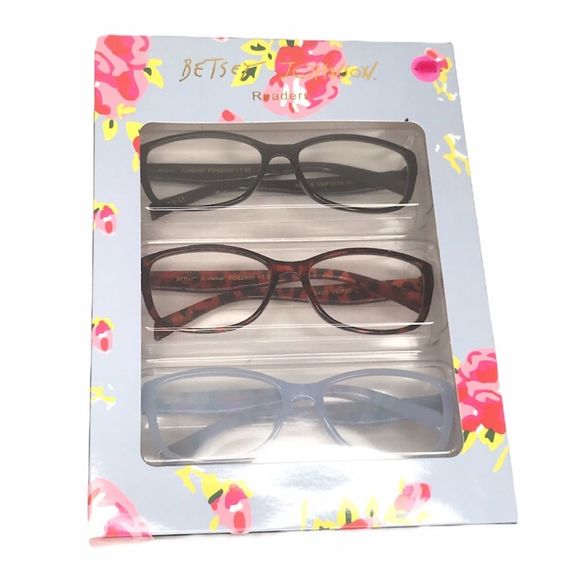 Betsey Johnson 3 Pack Reading Glasses Black Blue Brown Strength +2.00 - Picture 4 of 4